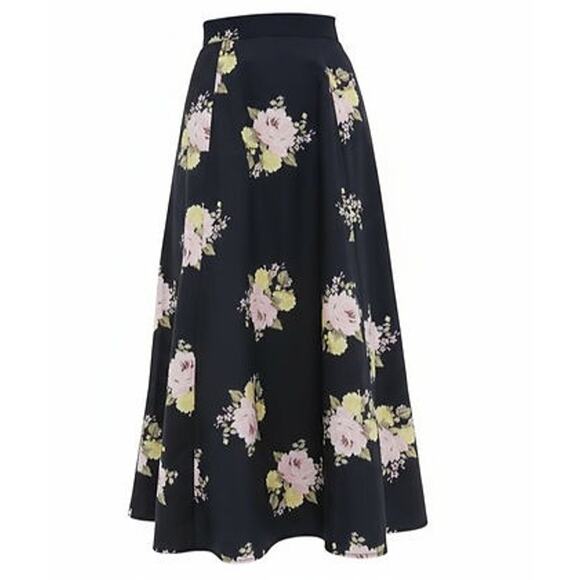BYTIMO Black Posy Poplin Maxi Skirt Size XL NWT Retail $285 Tuckernuck - Picture 5 of 5
